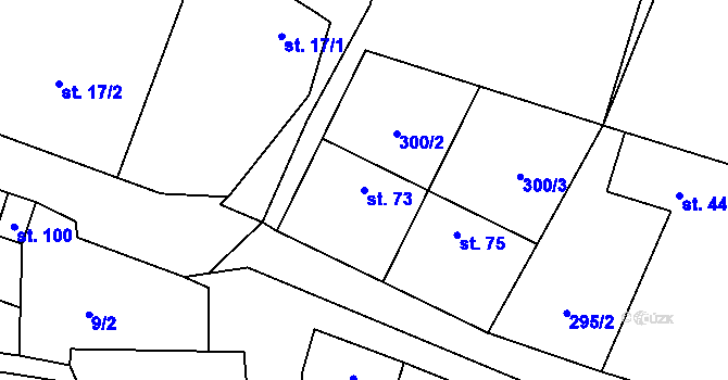 Parcela st. 73 v KÚ Blevice, Katastrální mapa