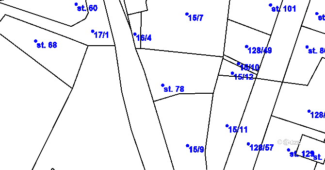 Parcela st. 78 v KÚ Blevice, Katastrální mapa