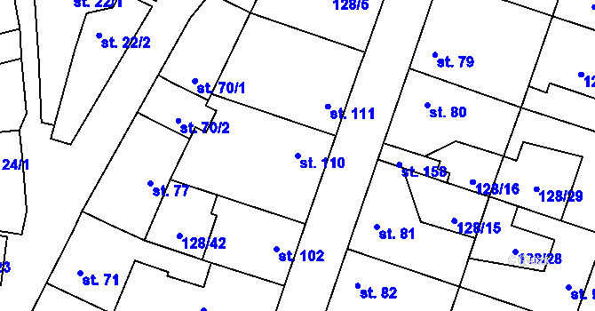 Parcela st. 110 v KÚ Blevice, Katastrální mapa