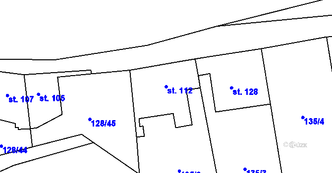 Parcela st. 112 v KÚ Blevice, Katastrální mapa
