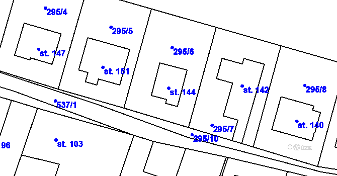Parcela st. 144 v KÚ Blevice, Katastrální mapa