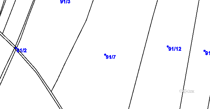 Parcela st. 91/7 v KÚ Blevice, Katastrální mapa