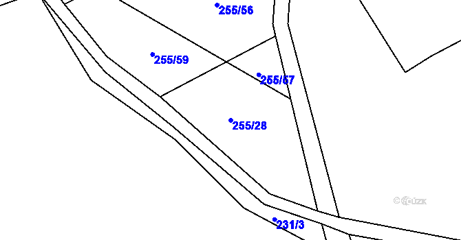Parcela st. 255/28 v KÚ Blevice, Katastrální mapa