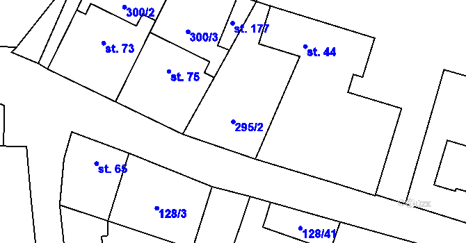 Parcela st. 295/2 v KÚ Blevice, Katastrální mapa