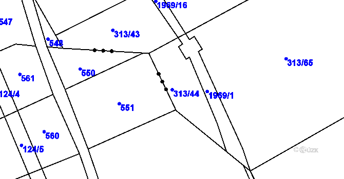 Parcela st. 313/44 v KÚ Blízkov, Katastrální mapa