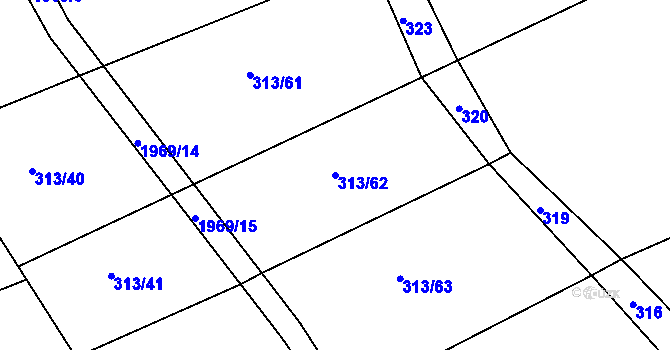 Parcela st. 313/62 v KÚ Blízkov, Katastrální mapa