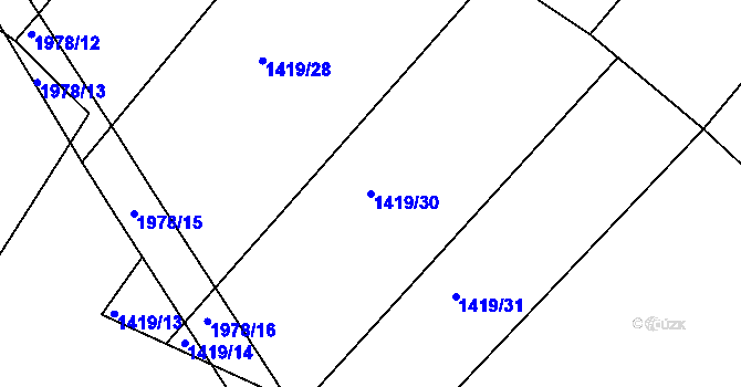 Parcela st. 1419/30 v KÚ Blízkov, Katastrální mapa