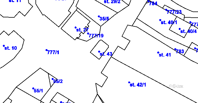 Parcela st. 43 v KÚ Dědkov, Katastrální mapa
