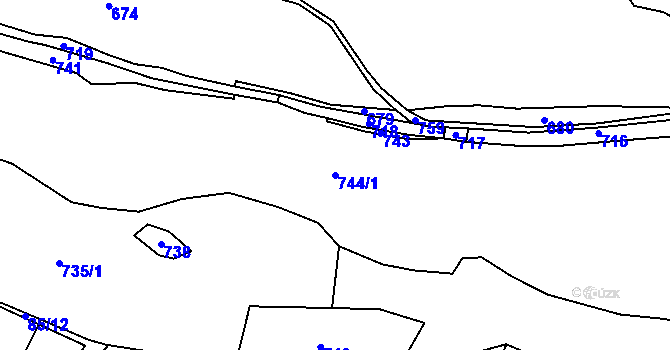 Parcela st. 744/1 v KÚ Dědkov, Katastrální mapa