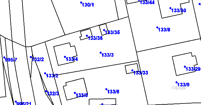 Parcela st. 133/3 v KÚ Blížejov, Katastrální mapa