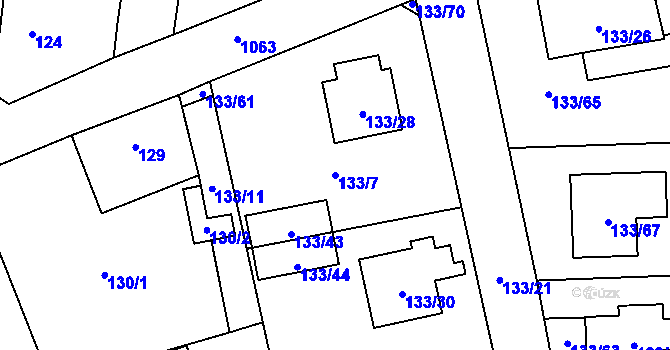 Parcela st. 133/7 v KÚ Blížejov, Katastrální mapa