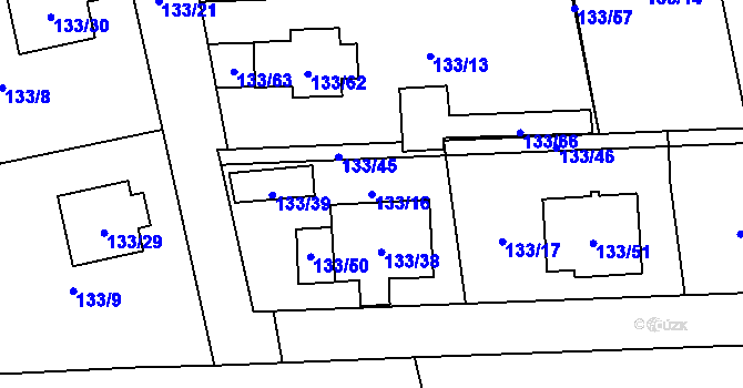 Parcela st. 133/16 v KÚ Blížejov, Katastrální mapa