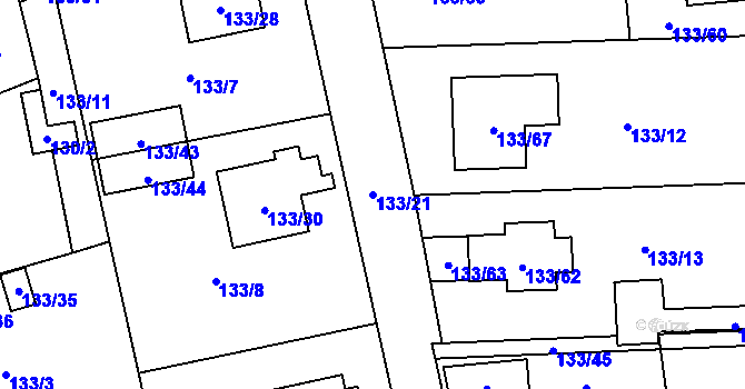 Parcela st. 133/21 v KÚ Blížejov, Katastrální mapa