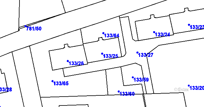 Parcela st. 133/25 v KÚ Blížejov, Katastrální mapa