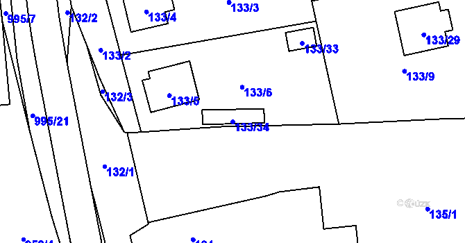 Parcela st. 133/34 v KÚ Blížejov, Katastrální mapa