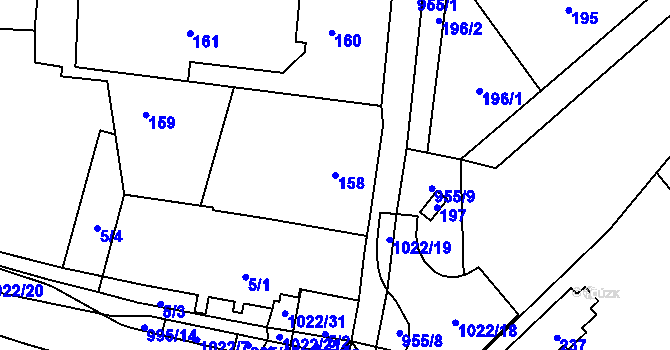 Parcela st. 158 v KÚ Blížejov, Katastrální mapa