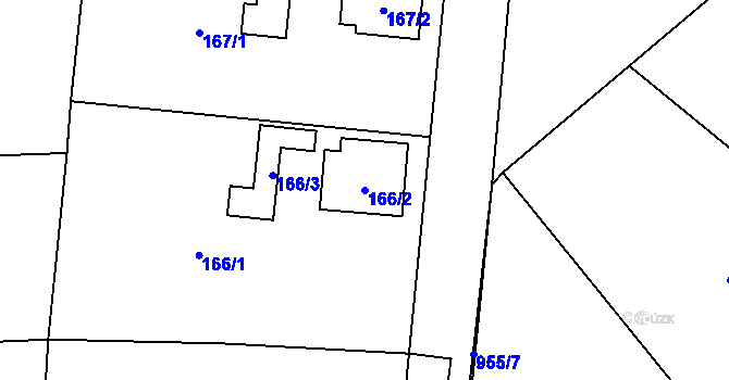 Parcela st. 166/2 v KÚ Blížejov, Katastrální mapa