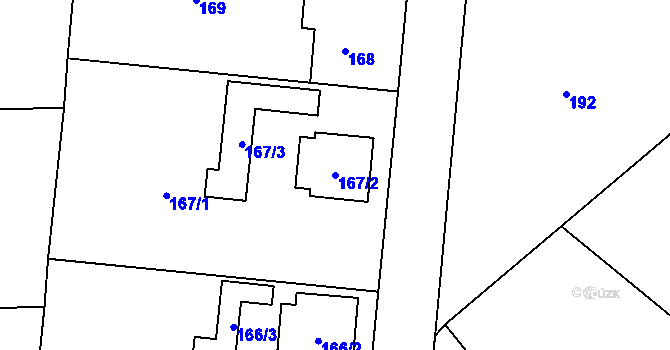 Parcela st. 167/2 v KÚ Blížejov, Katastrální mapa
