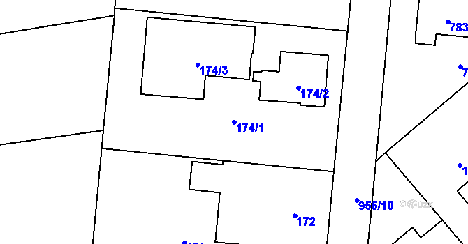 Parcela st. 174/1 v KÚ Blížejov, Katastrální mapa
