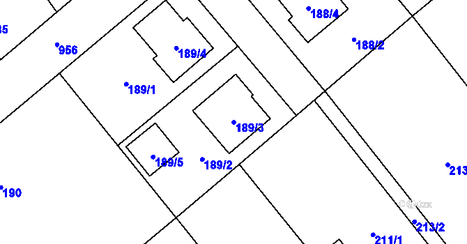 Parcela st. 189/3 v KÚ Blížejov, Katastrální mapa