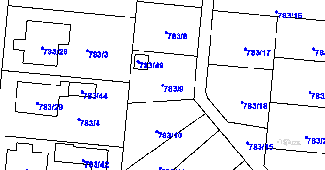Parcela st. 783/9 v KÚ Blížejov, Katastrální mapa