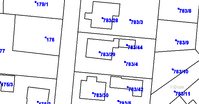 Parcela st. 783/29 v KÚ Blížejov, Katastrální mapa