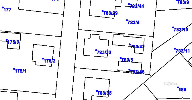 Parcela st. 783/30 v KÚ Blížejov, Katastrální mapa