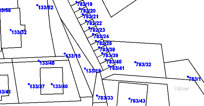 Parcela st. 783/39 v KÚ Blížejov, Katastrální mapa