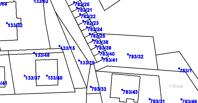 Parcela st. 783/40 v KÚ Blížejov, Katastrální mapa