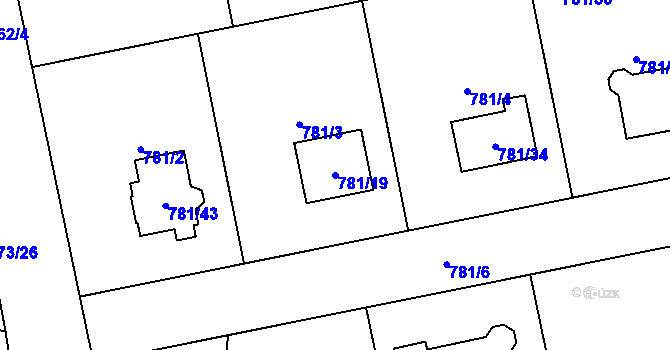 Parcela st. 781/19 v KÚ Blížejov, Katastrální mapa