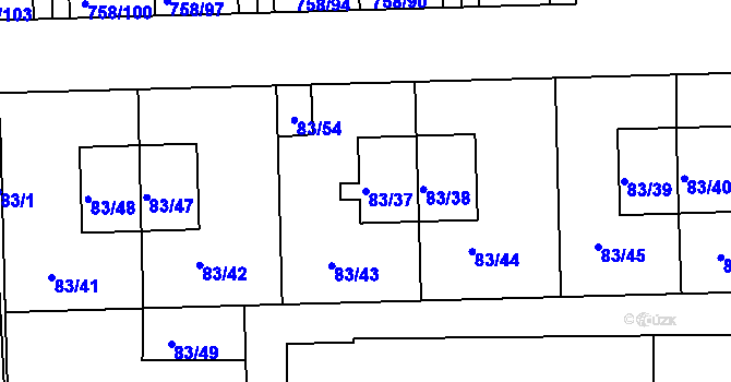 Parcela st. 83/37 v KÚ Blížejov, Katastrální mapa