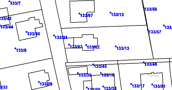 Parcela st. 133/62 v KÚ Blížejov, Katastrální mapa