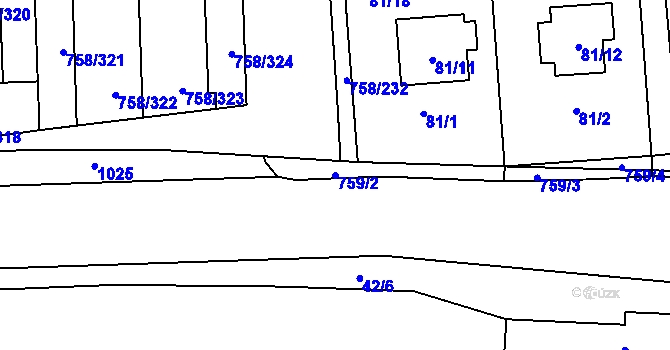 Parcela st. 759/2 v KÚ Blížejov, Katastrální mapa