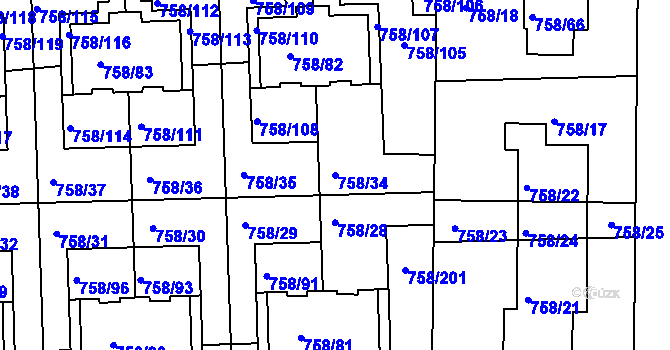 Parcela st. 758/34 v KÚ Blížejov, Katastrální mapa