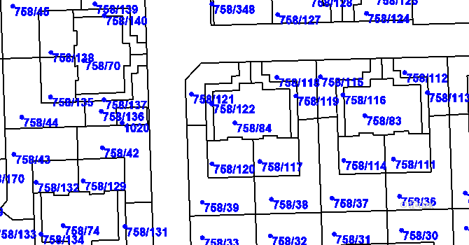 Parcela st. 758/84 v KÚ Blížejov, Katastrální mapa