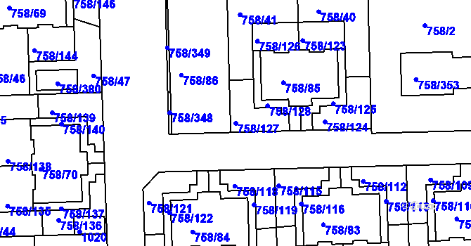 Parcela st. 758/127 v KÚ Blížejov, Katastrální mapa