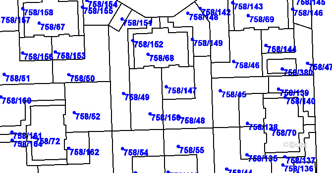 Parcela st. 758/147 v KÚ Blížejov, Katastrální mapa
