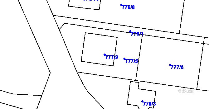 Parcela st. 777/9 v KÚ Blížejov, Katastrální mapa