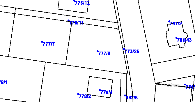 Parcela st. 777/8 v KÚ Blížejov, Katastrální mapa