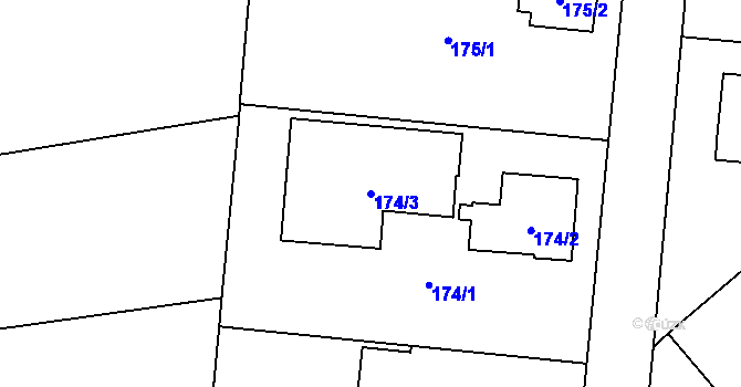 Parcela st. 174/3 v KÚ Blížejov, Katastrální mapa