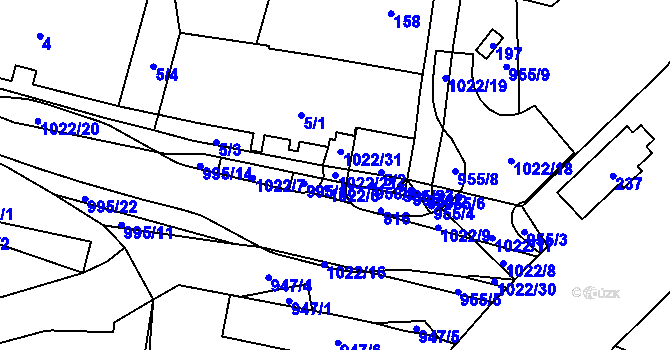Parcela st. 1022/21 v KÚ Blížejov, Katastrální mapa