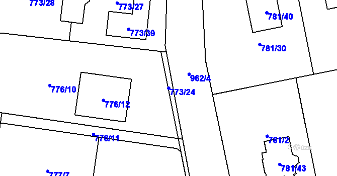 Parcela st. 773/24 v KÚ Blížejov, Katastrální mapa