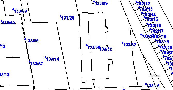 Parcela st. 133/68 v KÚ Blížejov, Katastrální mapa