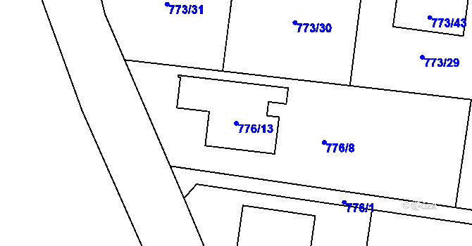 Parcela st. 776/13 v KÚ Blížejov, Katastrální mapa