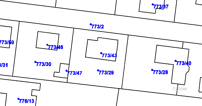 Parcela st. 773/43 v KÚ Blížejov, Katastrální mapa