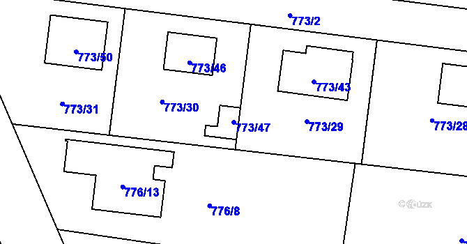 Parcela st. 773/47 v KÚ Blížejov, Katastrální mapa