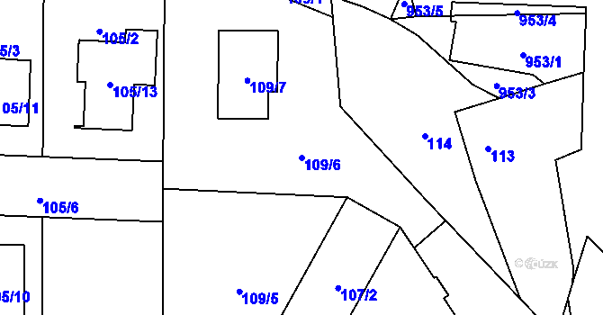 Parcela st. 109/6 v KÚ Blížejov, Katastrální mapa