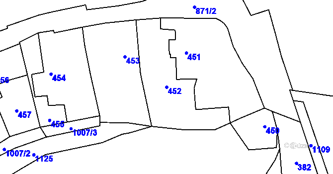 Parcela st. 452 v KÚ Chotiměř u Blížejova, Katastrální mapa