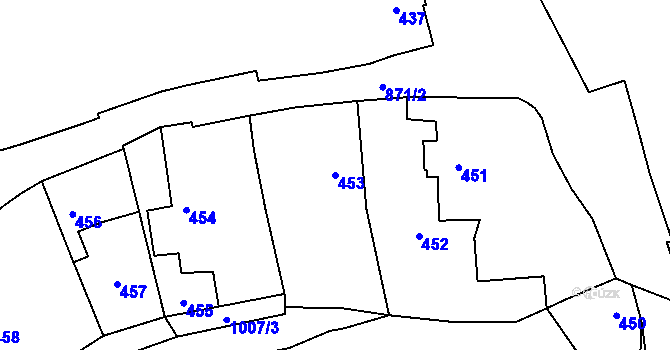 Parcela st. 453 v KÚ Chotiměř u Blížejova, Katastrální mapa