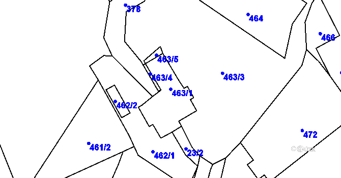Parcela st. 463/1 v KÚ Chotiměř u Blížejova, Katastrální mapa